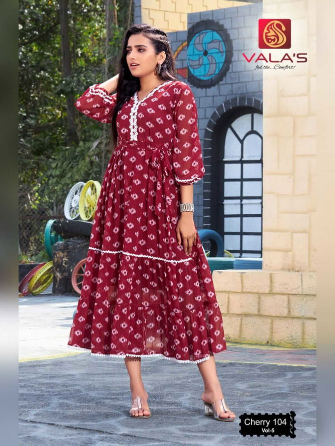 Valas Cherry 5 New Stylish Designer Party Wear Georgette Kurti Collection